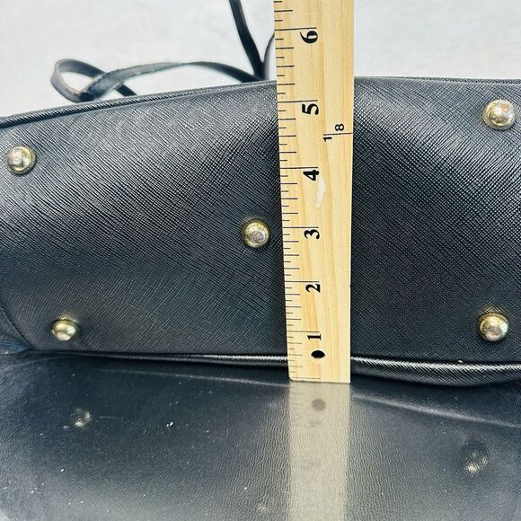 Sorial Womens Large Black Saffiano Leather Satchel Tote Black Double Handles - Picture 15 of 15